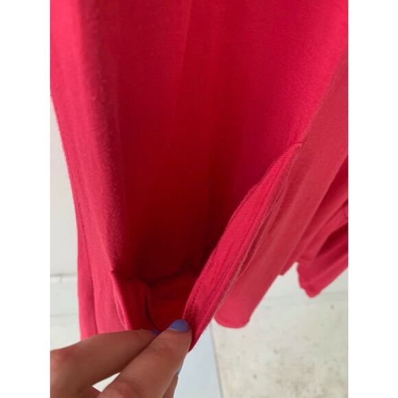 LOGO Lori Goldstein XS V Neck 3/4 Sleeve Knit Tee Top Tunic Slouchy Pockets Pink - Picture 11 of 12